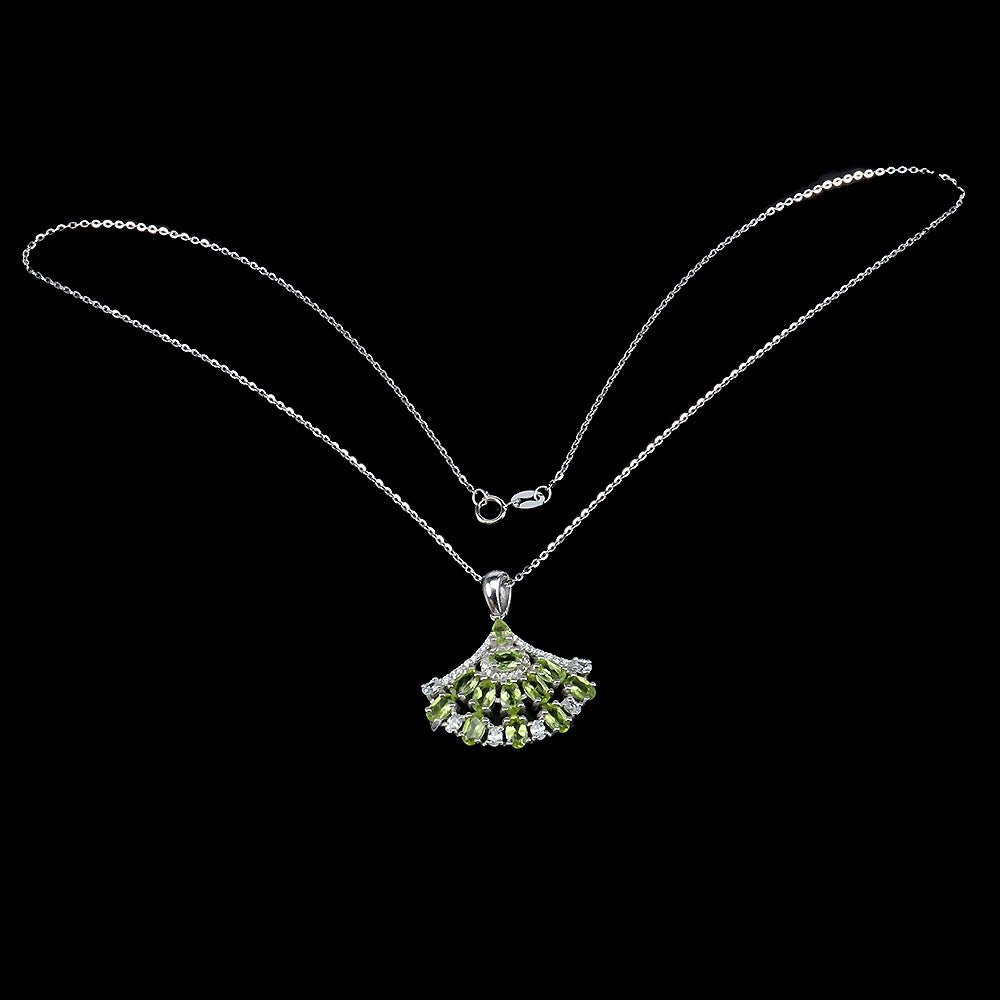 Peridot Anhänger mit Halskette Silber - INARA