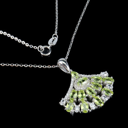 Peridot Anhänger mit Halskette Silber - INARA