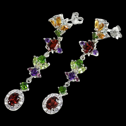 Rhodolit Chromdiopsid Citrin Amethyst Ohrringe Silber - INARA