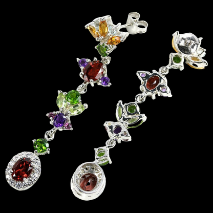 Rhodolit Chromdiopsid Citrin Amethyst Ohrringe Silber - INARA