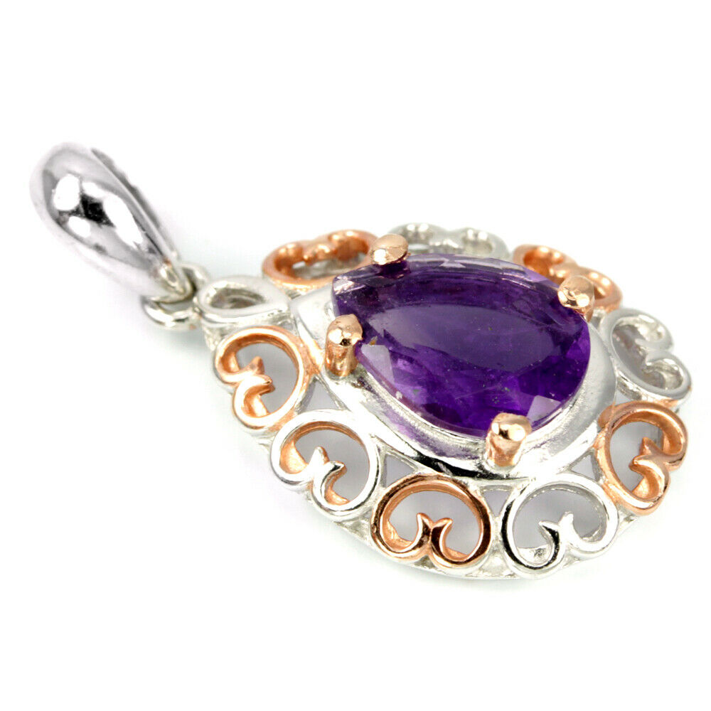 Amethyst Anhänger Silber bicolor vergoldet - INARA