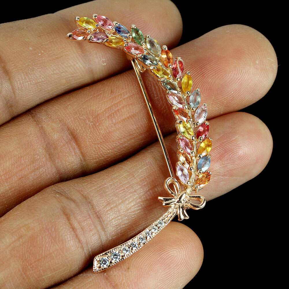 Multicolor Saphir Brosche Silber rosévergoldet - INARA