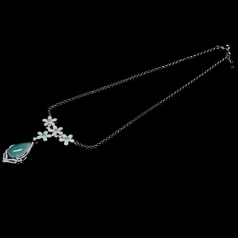 Aquamarin Smaragd Collier Silber weißvergoldet - INARA