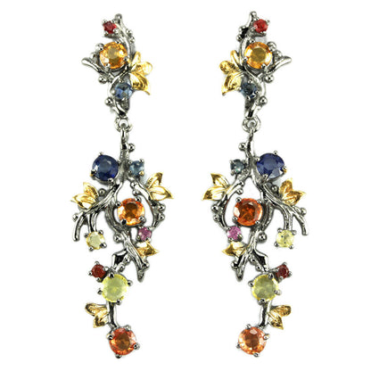 Saphir Ohrringe Silber bicolor vergoldet - INARA