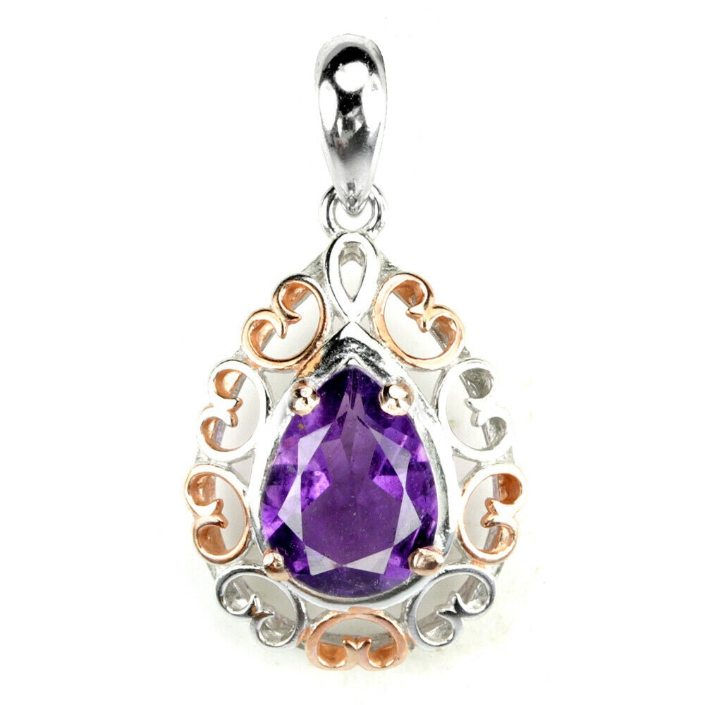 Amethyst Anhänger Silber bicolor vergoldet - INARA