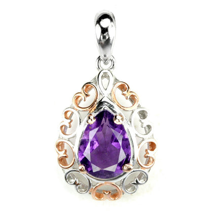 Amethyst Anhänger Silber bicolor vergoldet - INARA