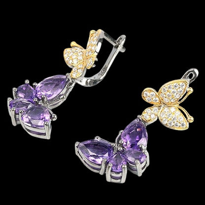 Amethyst Schmetterling Ohrringe Sterling Silber vergoldet - INARA