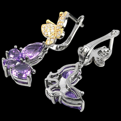 Amethyst Schmetterling Ohrringe Sterling Silber vergoldet - INARA