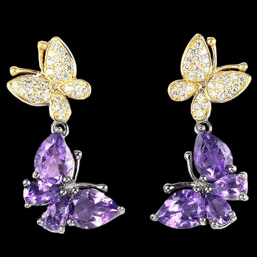 Amethyst Schmetterling Ohrringe Sterling Silber vergoldet - INARA