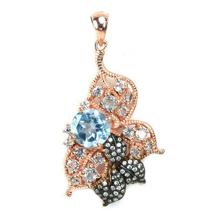 Blautopas Sky Blue Anhänger aus rosévergoldetem Silber - INARA