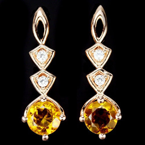 Citrin Ohrringe aus rosévergoldetem Silber - INARA