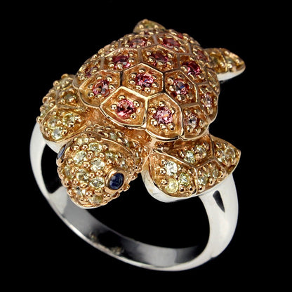 Saphir Diamantschliff Schildkröte Ring Gr. 54 Silber - INARA