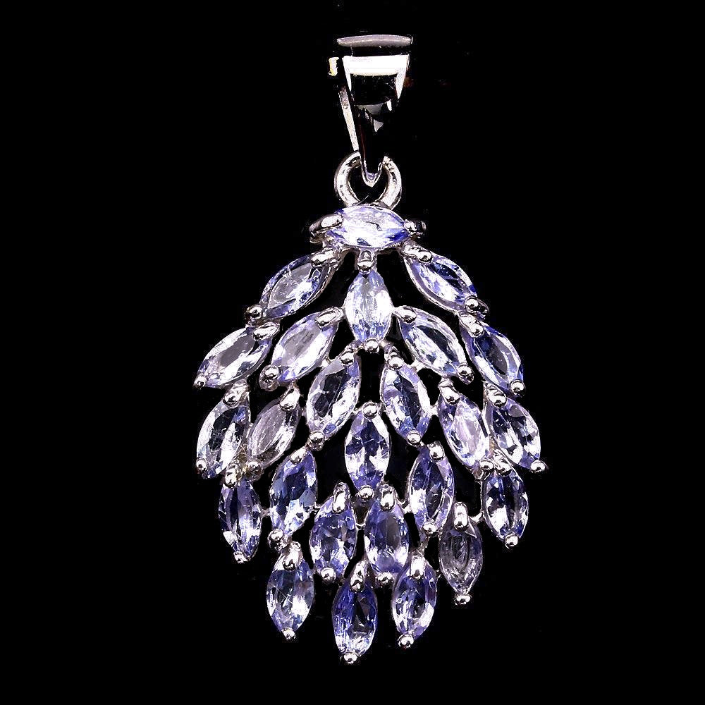 Tansanit Anhänger Silber weißvergoldet - INARA