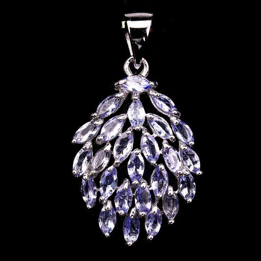 Tansanit Anhänger Silber weißvergoldet - INARA