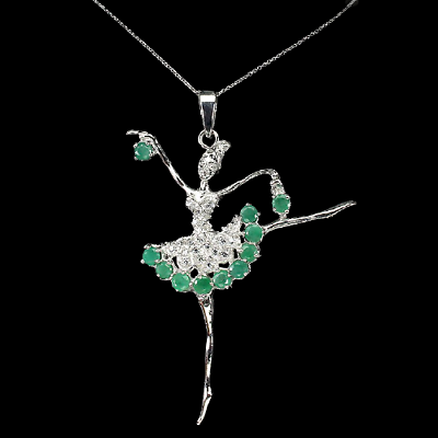 Emerald Ballerina Pendant with Necklace