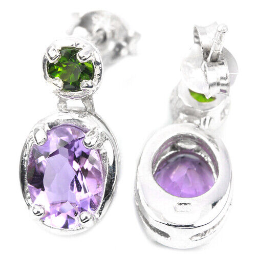 Amethyst Russischer Diopsid Ohrringe Silber - INARA