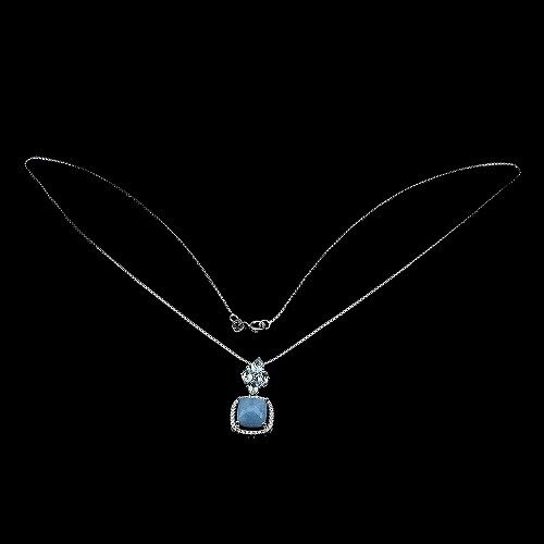 Aquamarine Sky Blue Topaz Pendant With Necklace