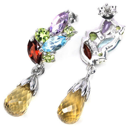 Citrine Amethyst Garnet Blue Topaz Peridot Earrings