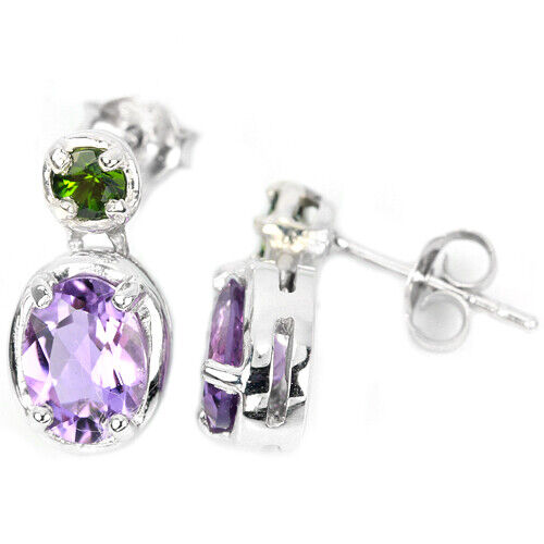 Boucles d’oreilles améthyste diopside de russie