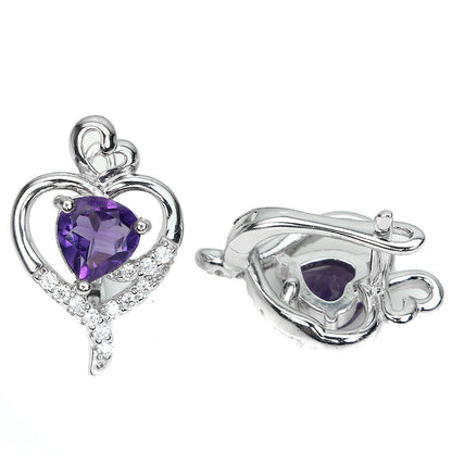 Amethyst trillion cut heart earrings