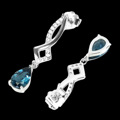 Boucles d'Oreilles Topaze Bleu De Londres