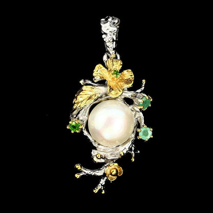 Pearl Russian Diopside Emerald Pendant