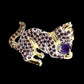 Rhodolite amethyst cat brooch