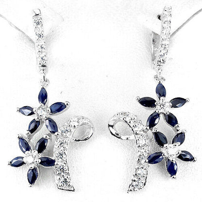 Sapphire Flower Earrings