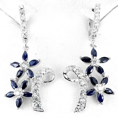 Boucles d'Oreilles Fleur Saphir