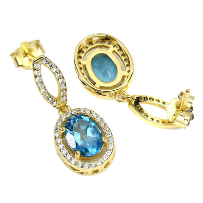 Boucles d'Oreilles Topaze Bleue Suisse