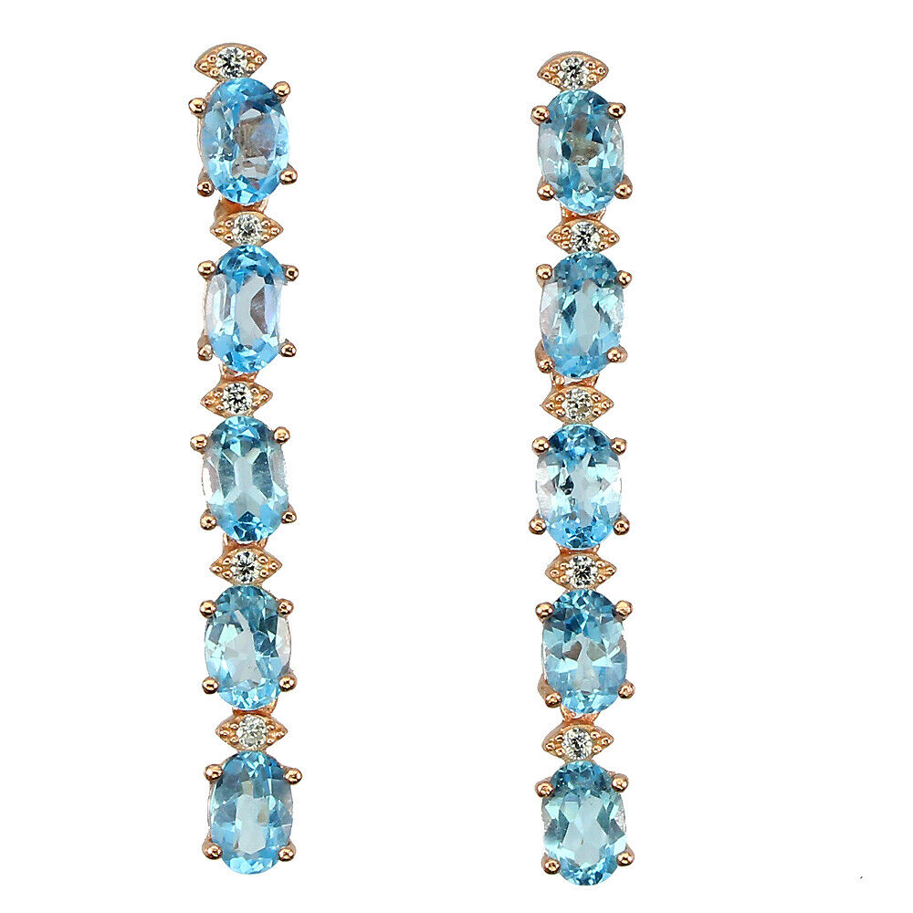 Boucles d'Oreilles Topaze Bleue Bleu Suisse