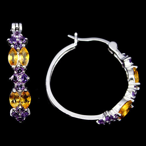 Amethyst Citrine Hoop Earrings