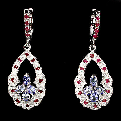 Boucles d'Oreilles Rubis Tanzanite