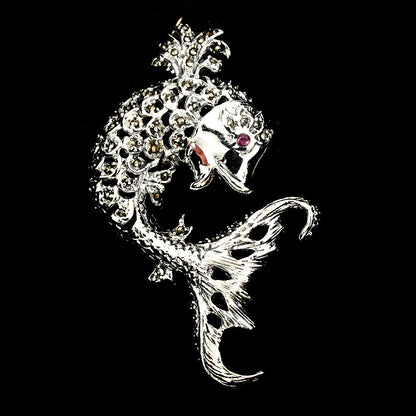 Ruby Marcasite Fish Pendant