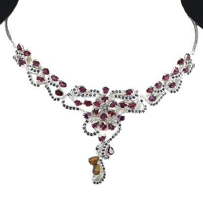 Collana rodolite opale zaffiro