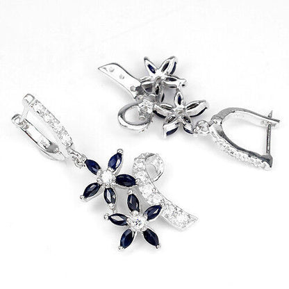 Sapphire Flower Earrings