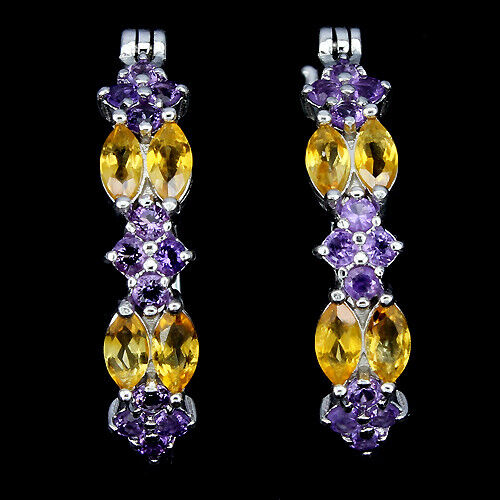 Amethyst Citrine Hoop Earrings