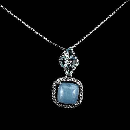 Aquamarine Sky Blue Topaz Pendant With Necklace