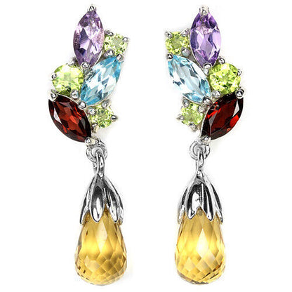 Citrine Amethyst Garnet Blue Topaz Peridot Earrings