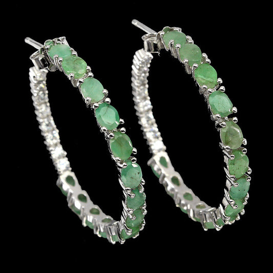 Emerald hoop earrings