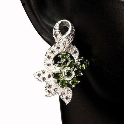 Russian Diopside Rhodolite Earrings