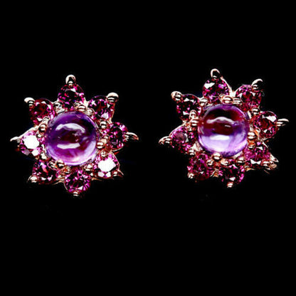 Amethyst Rhodolite Earrings