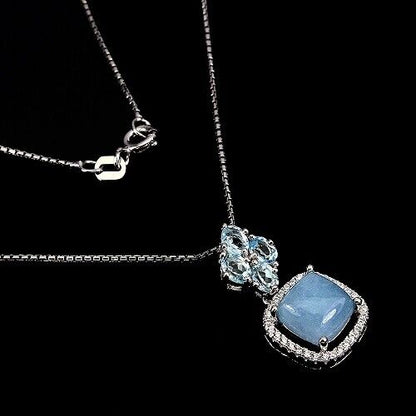 Aquamarine Sky Blue Topaz Pendant With Necklace