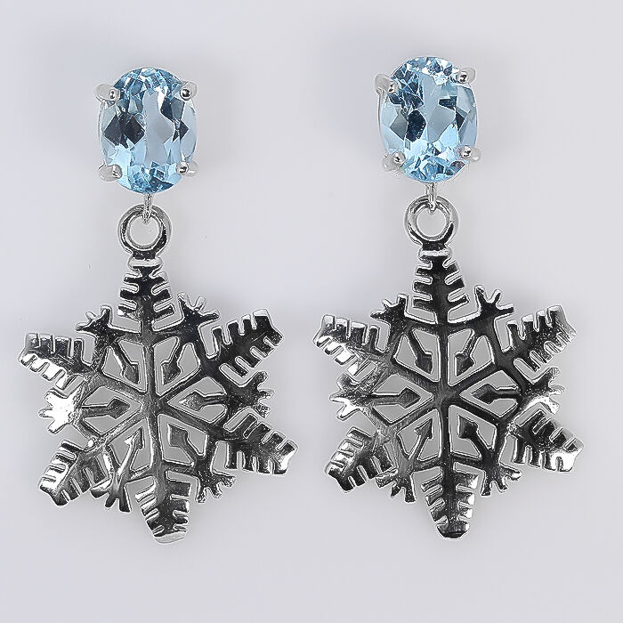 Boucles d'Oreilles Bleu Ciel Topaze Bleue