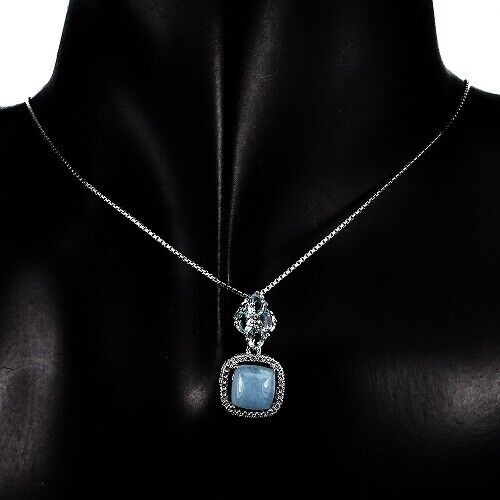 Aquamarine Sky Blue Topaz Pendant With Necklace