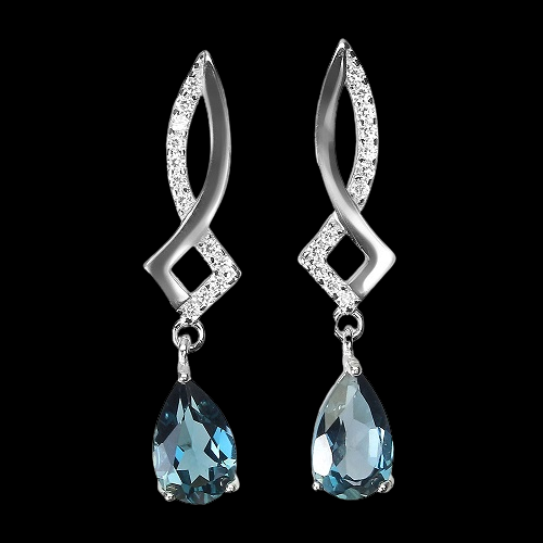 Boucles d'Oreilles Topaze Bleu De Londres