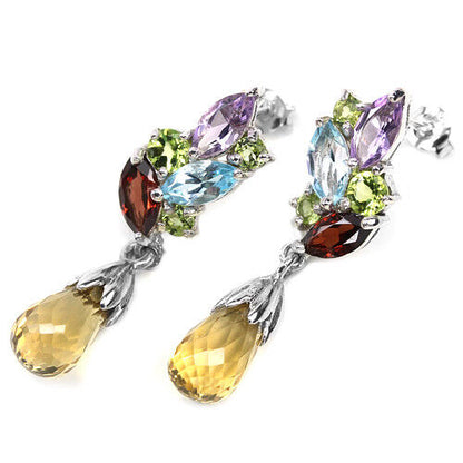 Citrine Amethyst Garnet Blue Topaz Peridot Earrings