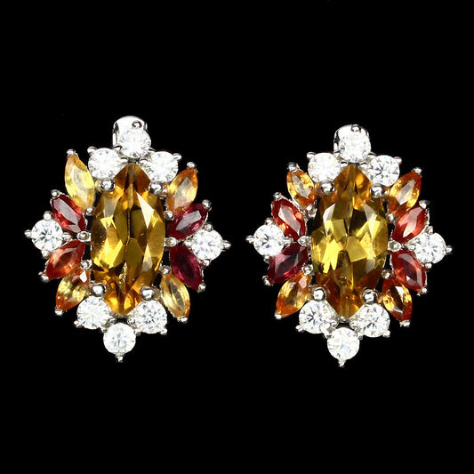 Boucles d'Oreilles Saphir Citrine