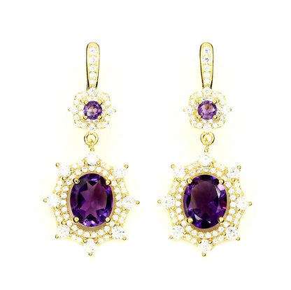 Amethyst Ohrringe Silber gelbvergoldet - INARA