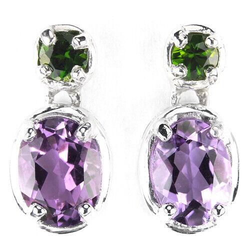 Amethyst Russischer Diopsid Ohrringe Silber - INARA